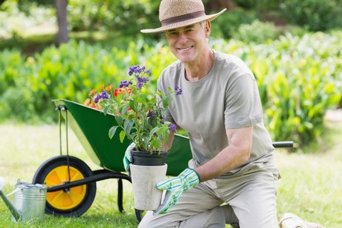 Freshly cut grass in a residential Collier Row garden